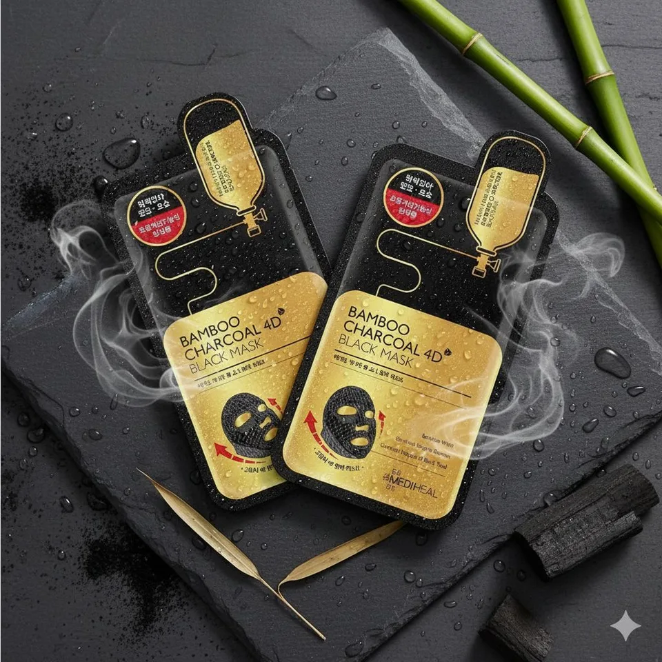 Mediheal — Masque Charbon Bambou 4D Noir · 1 masque